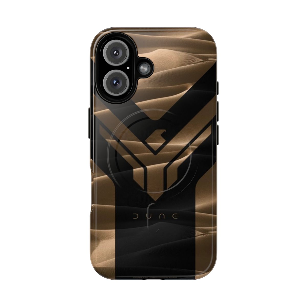 Magnetic tough phone case featuring a Dune-inspired design