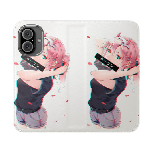 Vibrant and detailed anime-style phone case featuring the character Zero Two from the series Darling in the FranXX.