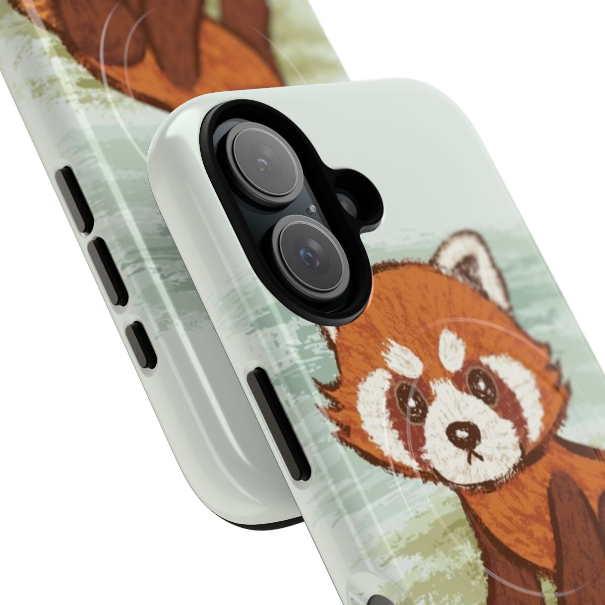 Illustration of a red panda on a protective phone case - Detail