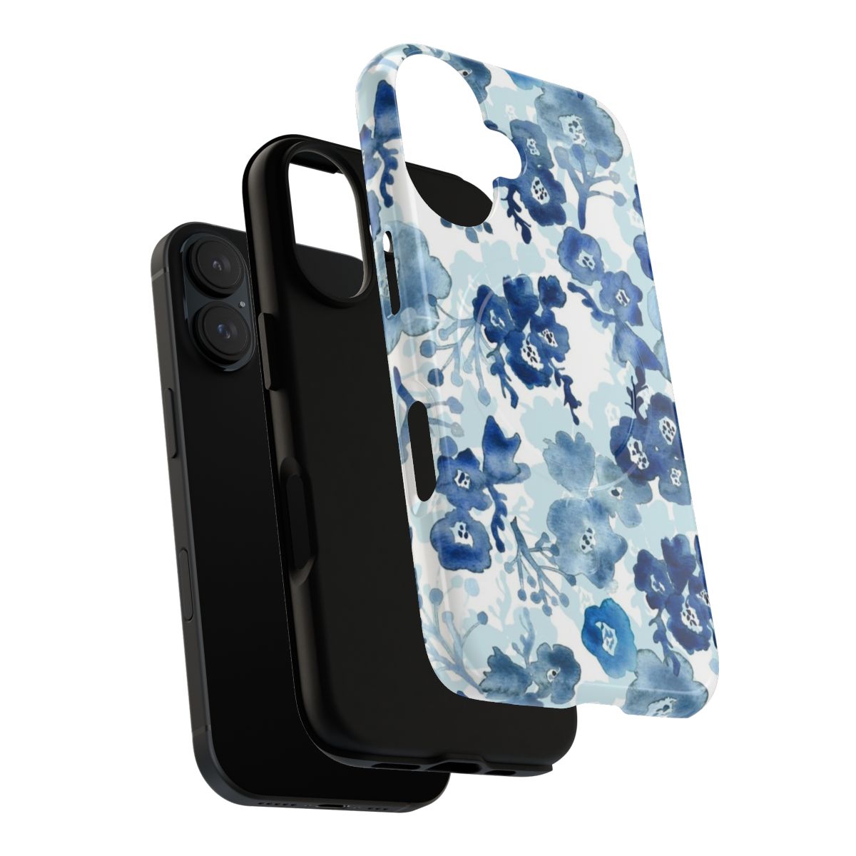 Colorful watercolor painted flowers and blooms on a phone case - Layers