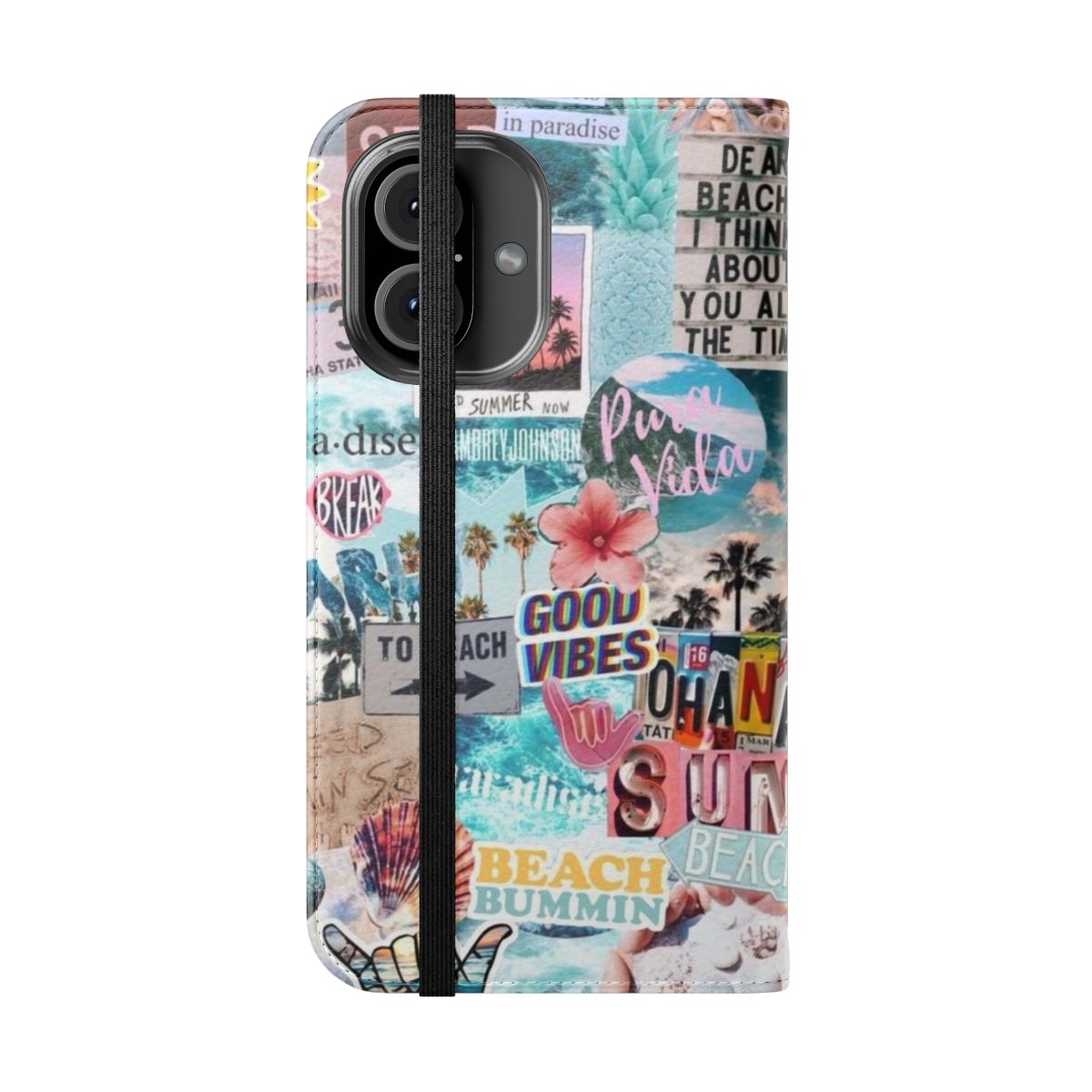 Colorful summer collage design on a flip phone case - Folded Front