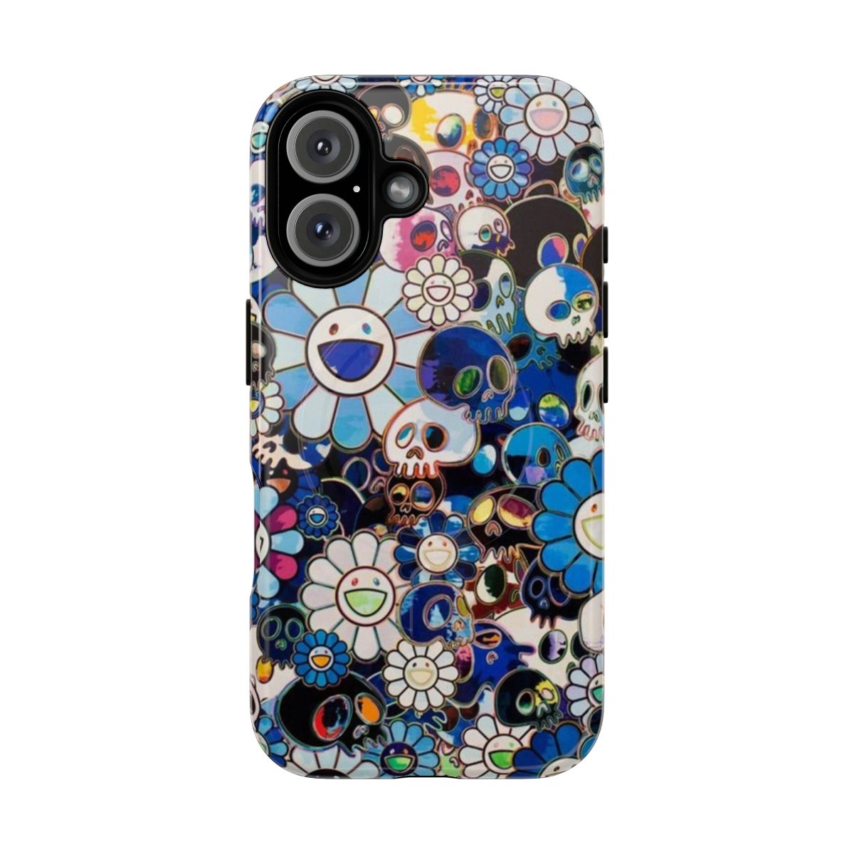 Takashi Murakami-inspired abstract floral and rainbow design phone case