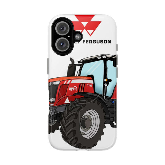 Bold red tractor design on a tough magnetic phone case