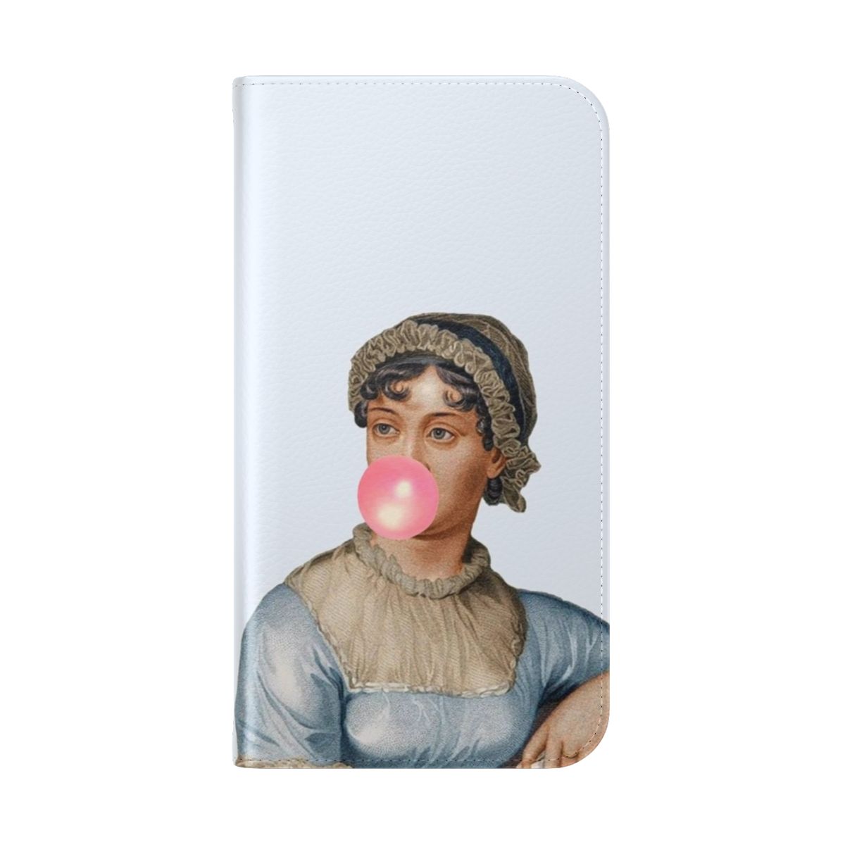 Flip cover phone case featuring a quote from Jane Austen's writing - Folded Back