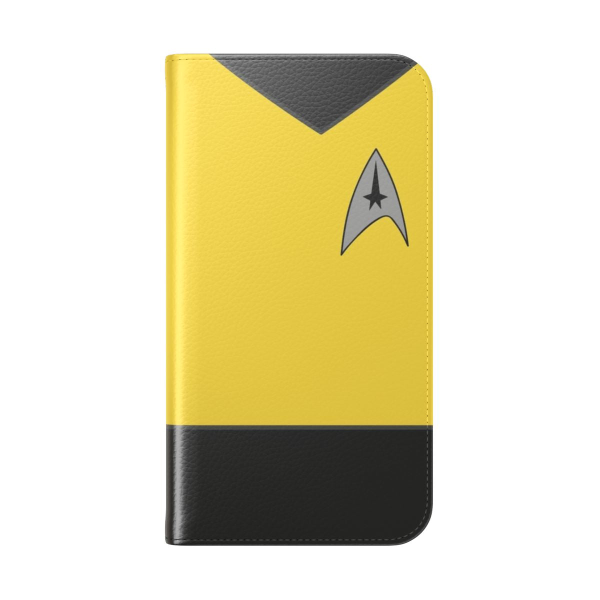 Yellow flip phone case with sci-fi design - Folded Back