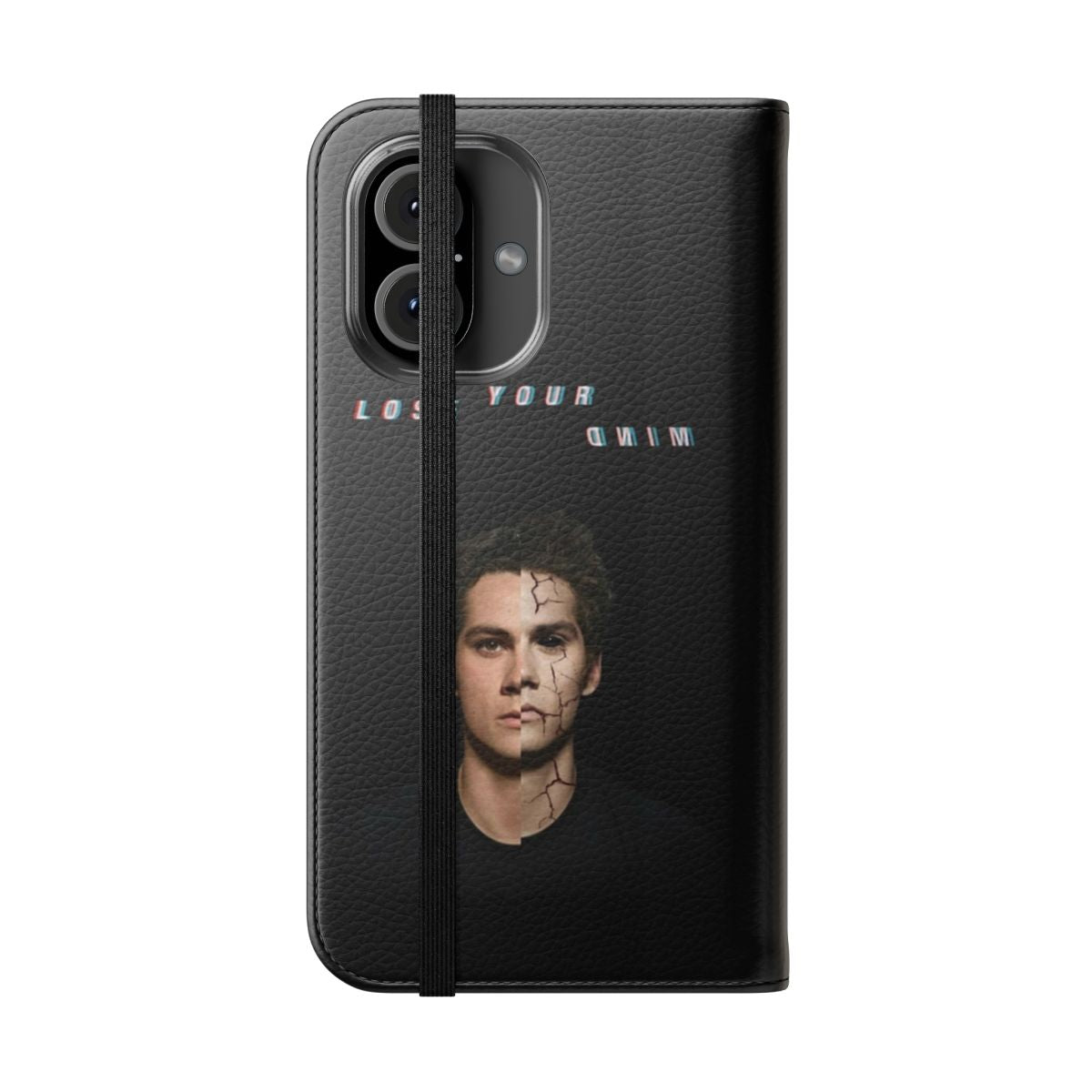 Flip cover phone case featuring Stiles Stilinski from the TV show Teen Wolf - Folded Front