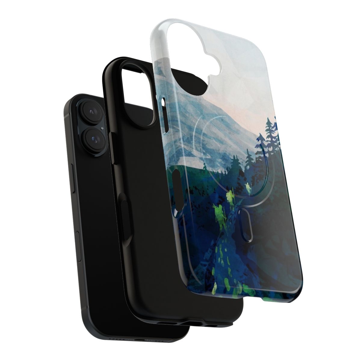 Jade Magnetic Tough Phone Case with Serene Landscape Artwork - Layers