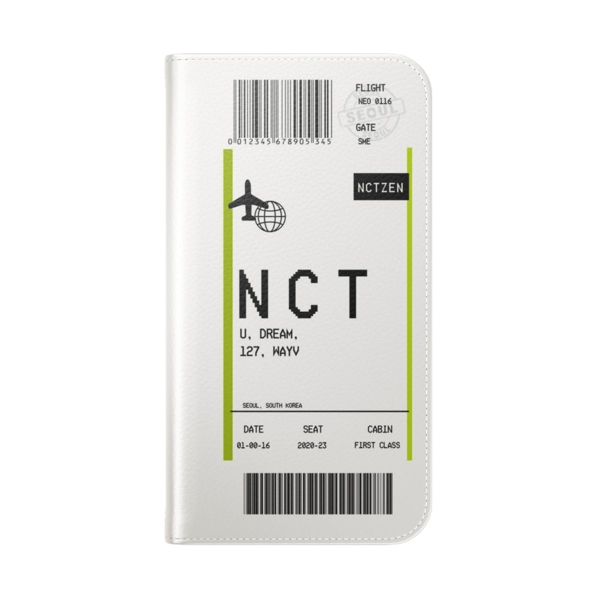 NCT-inspired boarding pass flip cover phone case - Folded Back