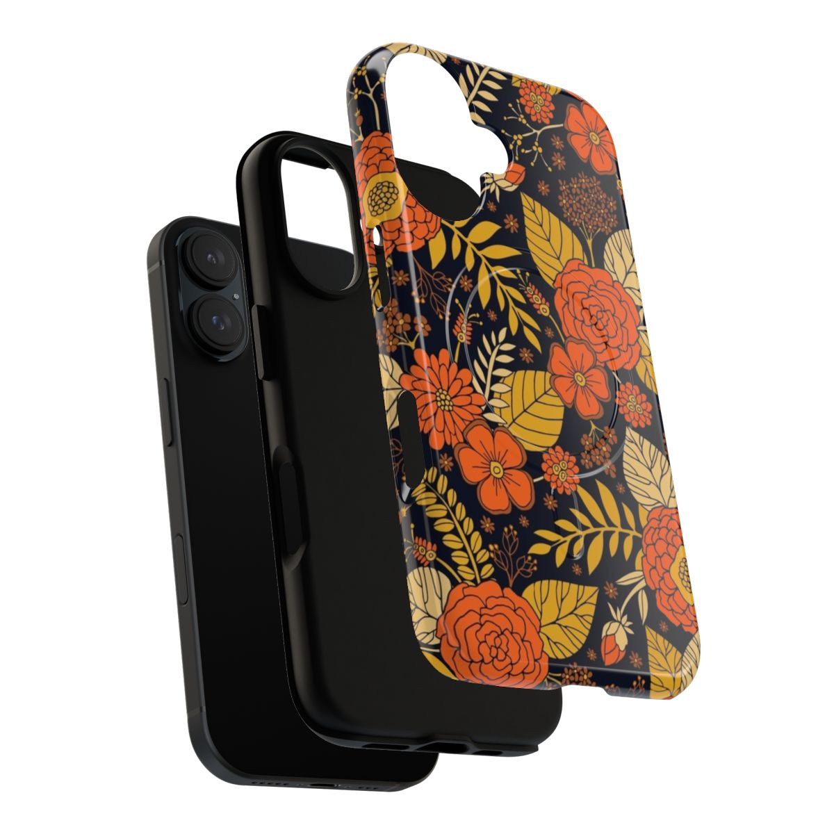 Retro floral pattern phone case with magnetic tough design - Layers