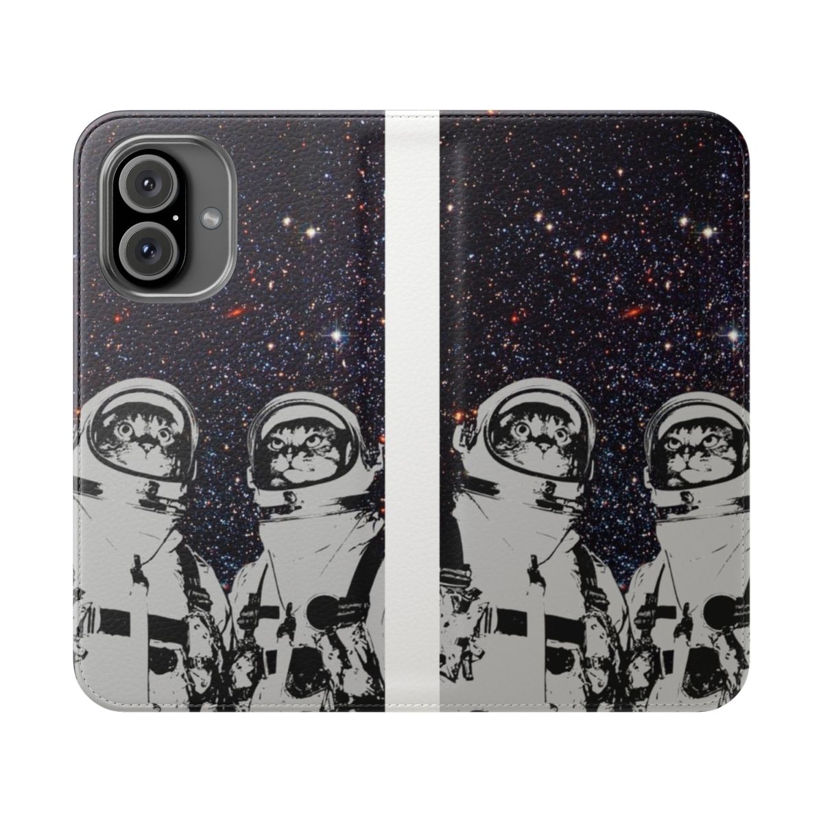 Cute cat astronaut on a flip phone case with a space theme