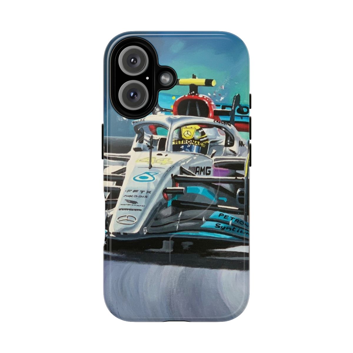 Magnetic tough phone case featuring Lewis Hamilton, the Formula 1 driver