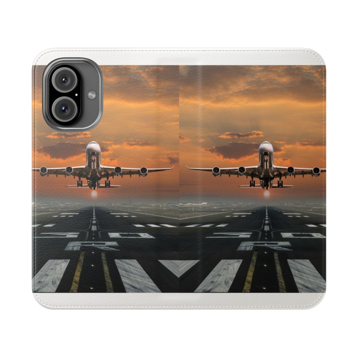 Airplane Takeoff Flip Cover Phone Case for aviation enthusiasts