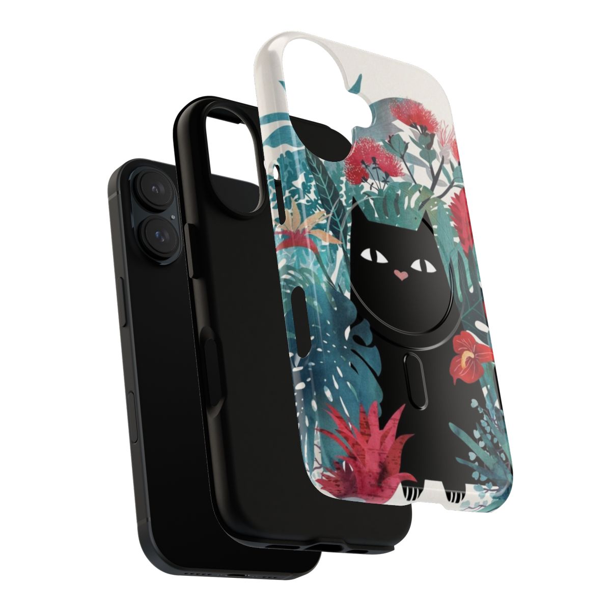 Magnetic tough phone cases featuring tropical Hawaii floral designs like anthuriums and plumerias - Layers