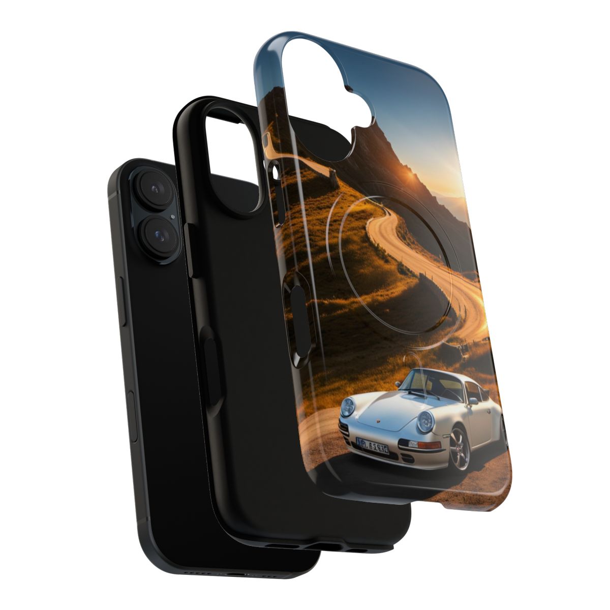 Porsche 911-inspired magnetic tough phone case with sports car design - Layers