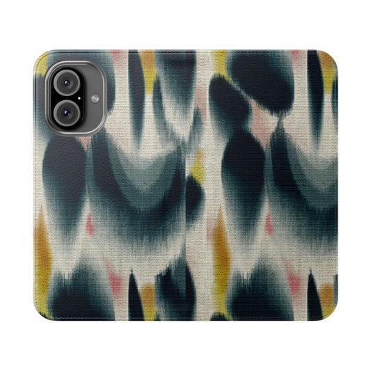 Shibori-inspired flip phone case with a beautiful, ethnic-inspired design and textured pattern