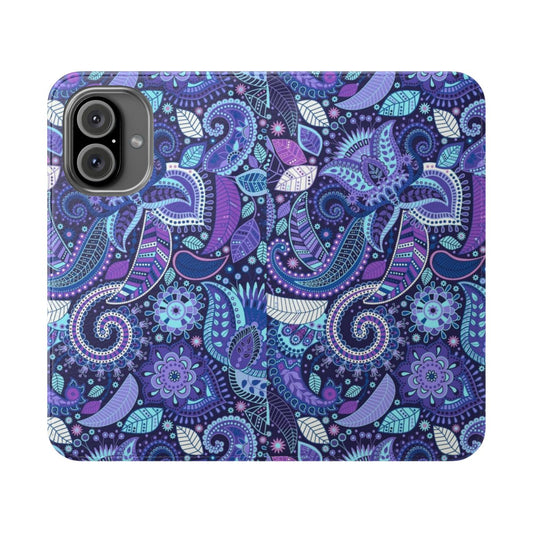 Paisley purple flip phone case with a Vera Bradley inspired pattern