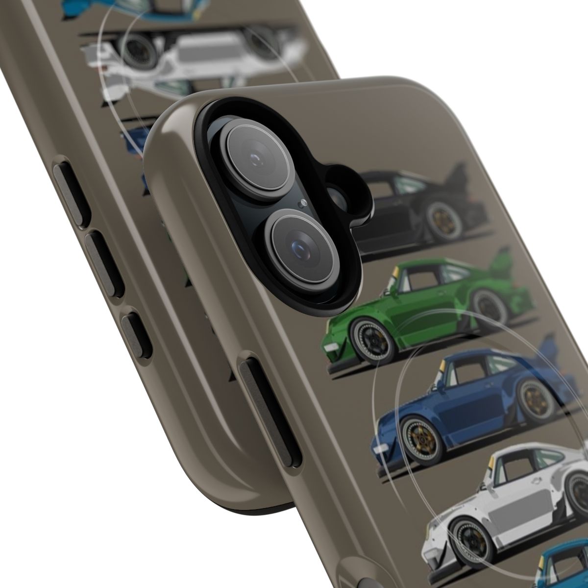 Vintage-inspired magnetic tough phone cases featuring classic car designs - Detail