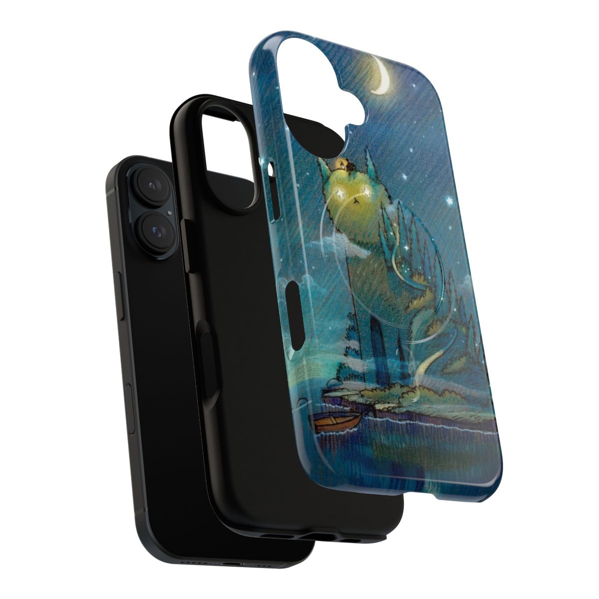 Mysterious cat island illustration on a magnetic tough phone case - Layers