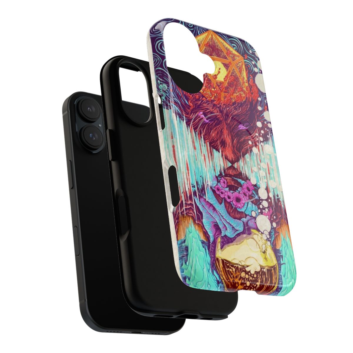 Colorful, trippy phone case with sacred geometry and visionary art design - Layers