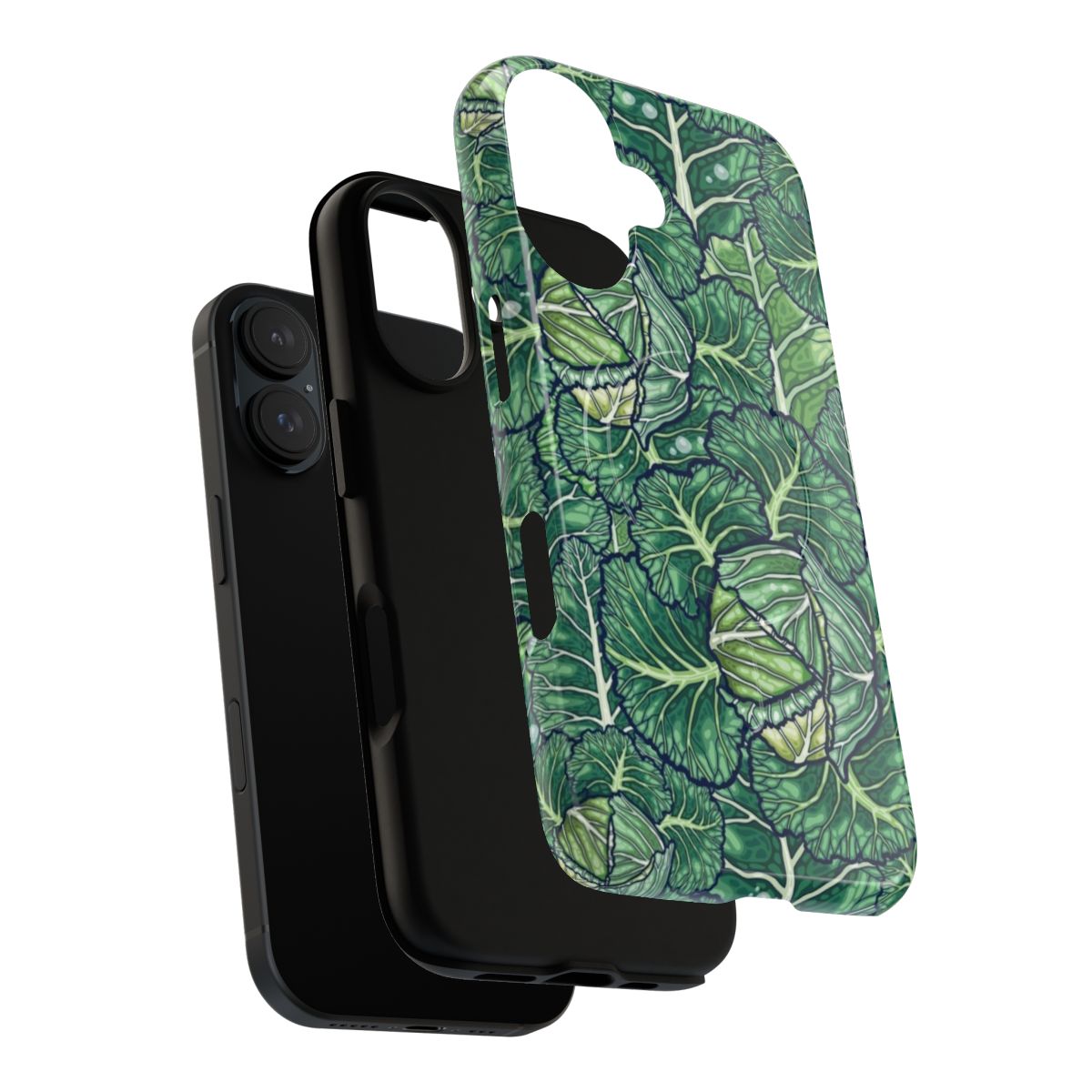 Artistic phone case featuring a vibrant cabbage pattern design - Layers