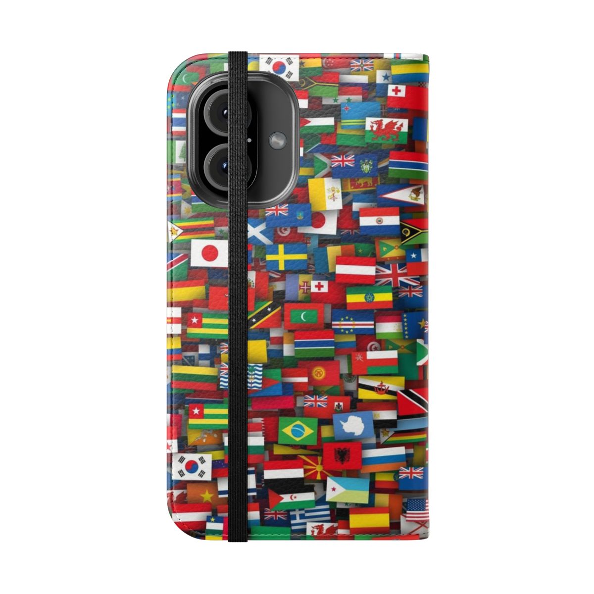 International flags phone case with colorful country flag patterns - Folded Front