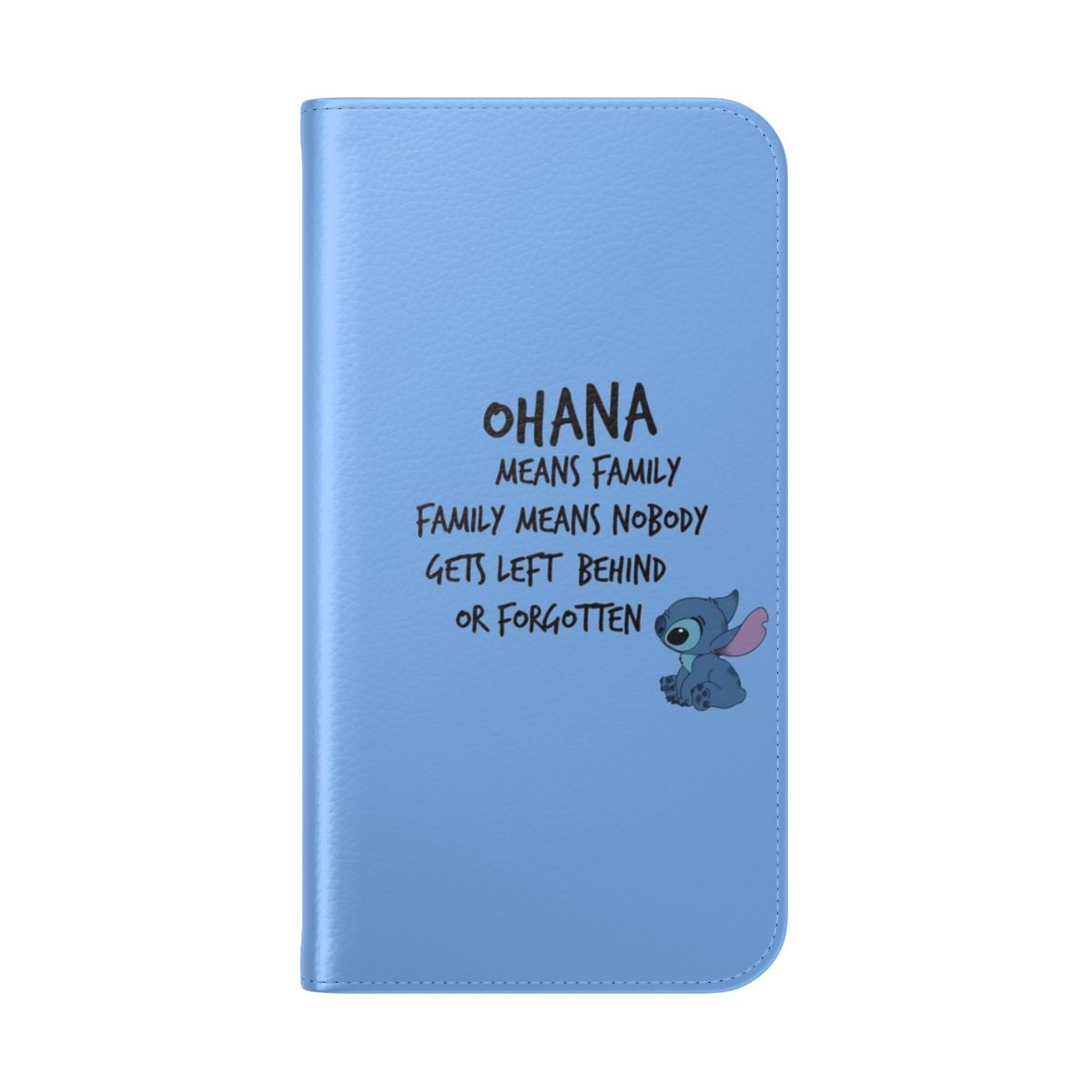 Flip cover phone case featuring a colorful Lilo & Stitch design - Folded Back