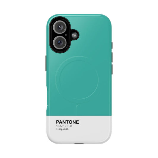 Vibrant turquoise Pantone-inspired magnetic tough phone case with high-resolution graphics