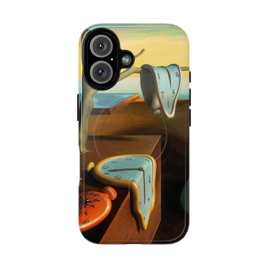 Surreal phone case featuring Salvador Dali's "The Persistence of Memory" painting with melting clocks in a desert landscape.