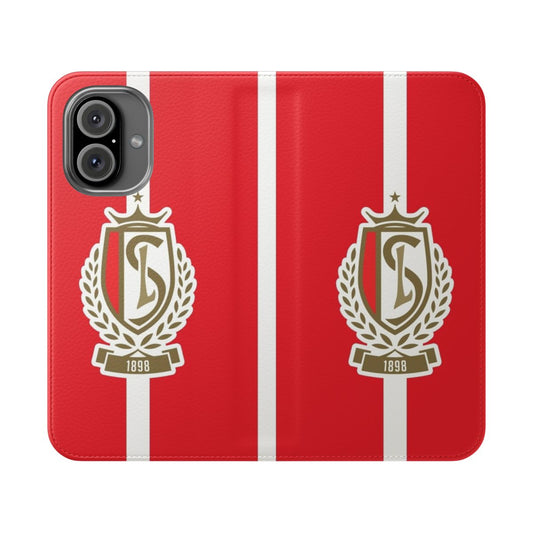 Red and white Standard de Liège inspired flip cover phone case