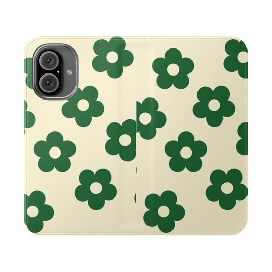 Minimalist green floral pastel print phone case