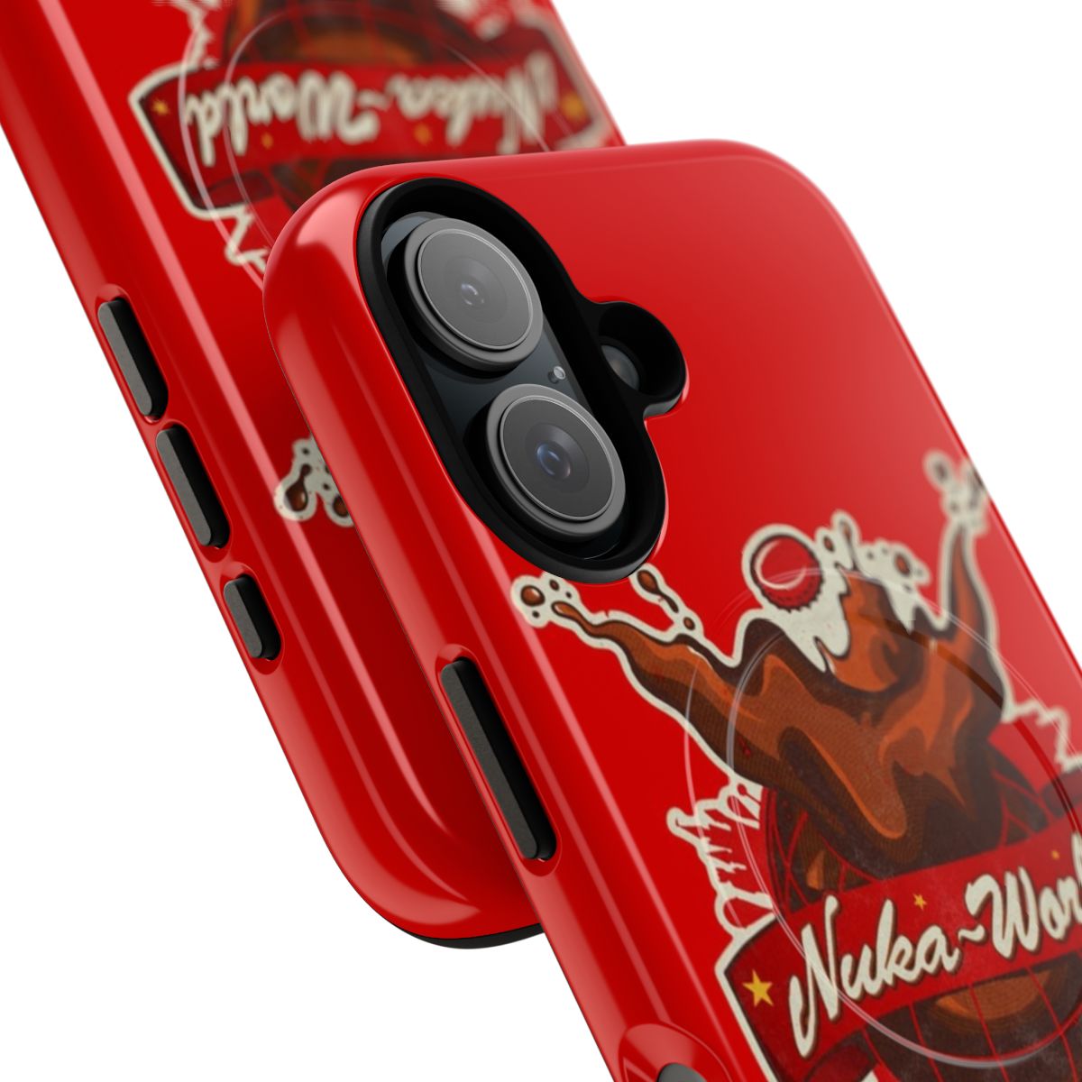 Vintage-style Nuka World logo on a tough magnetic phone case - Detail