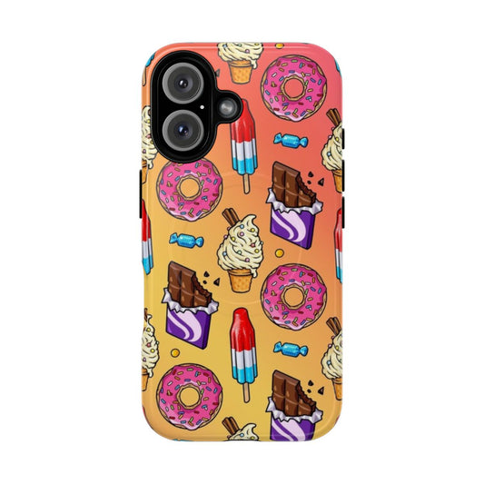 Vibrant sweet tooth pattern phone case with magnetic closure and tough protection