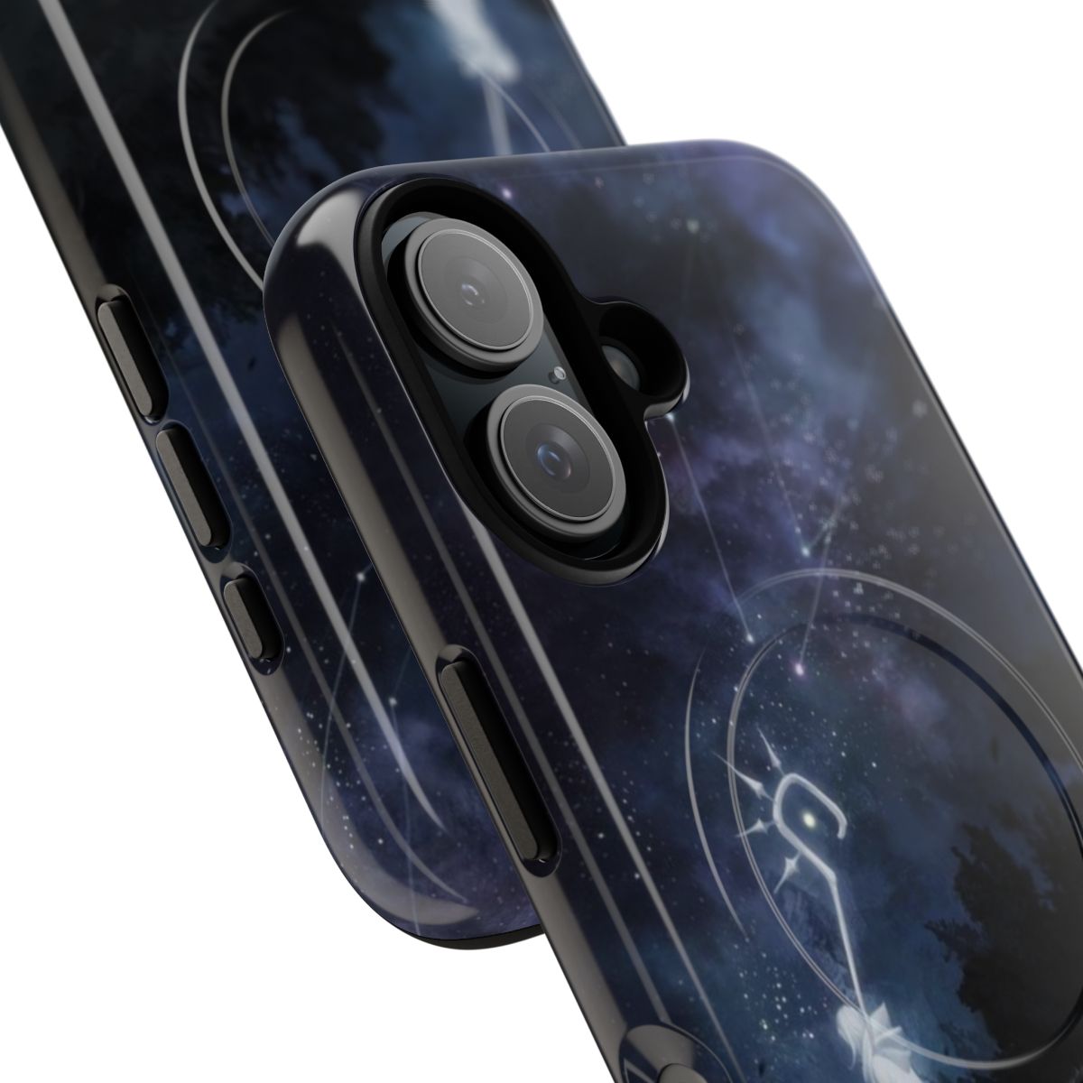 Shepherd-inspired phone case featuring Azem's constellation design against a starry night sky background. - Detail