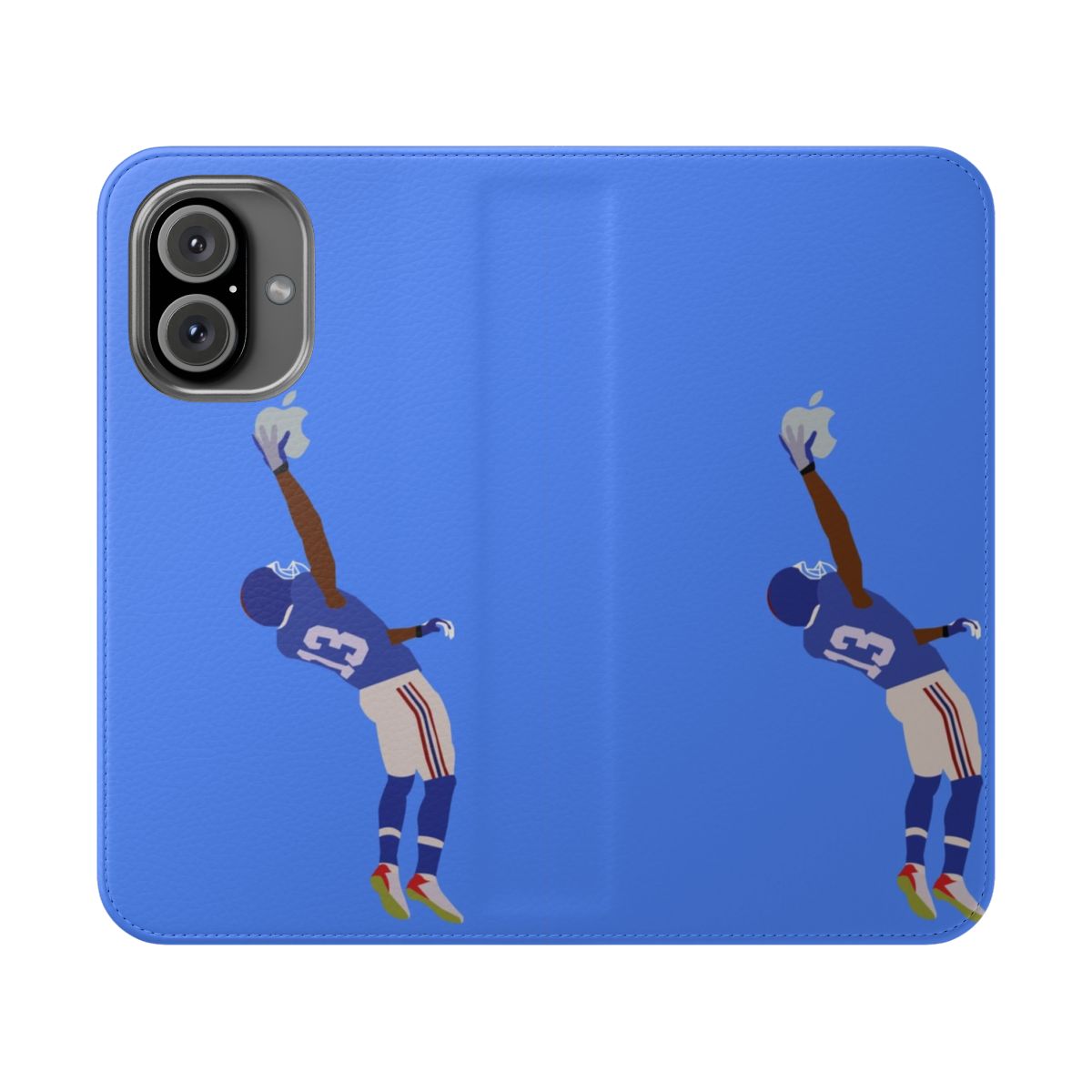 Odell Beckham Jr inspired flip cover phone case for iPhone featuring a football catch design