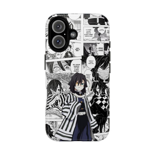 Iguro Obanai-inspired magnetic tough phone case featuring Demon Slayer anime characters