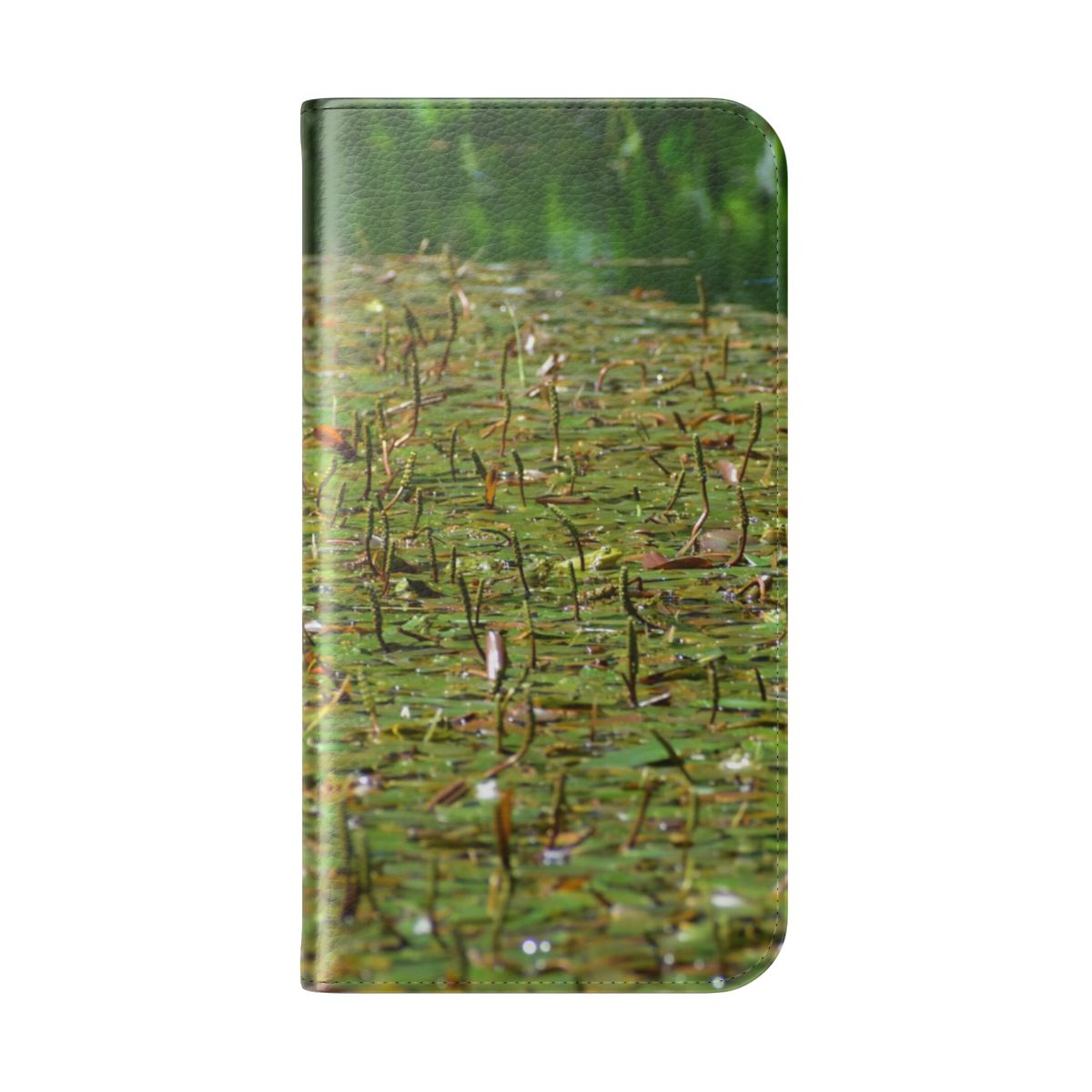 Nature-Inspired Froggy Pond Flip Cover Phone Case - Folded Back