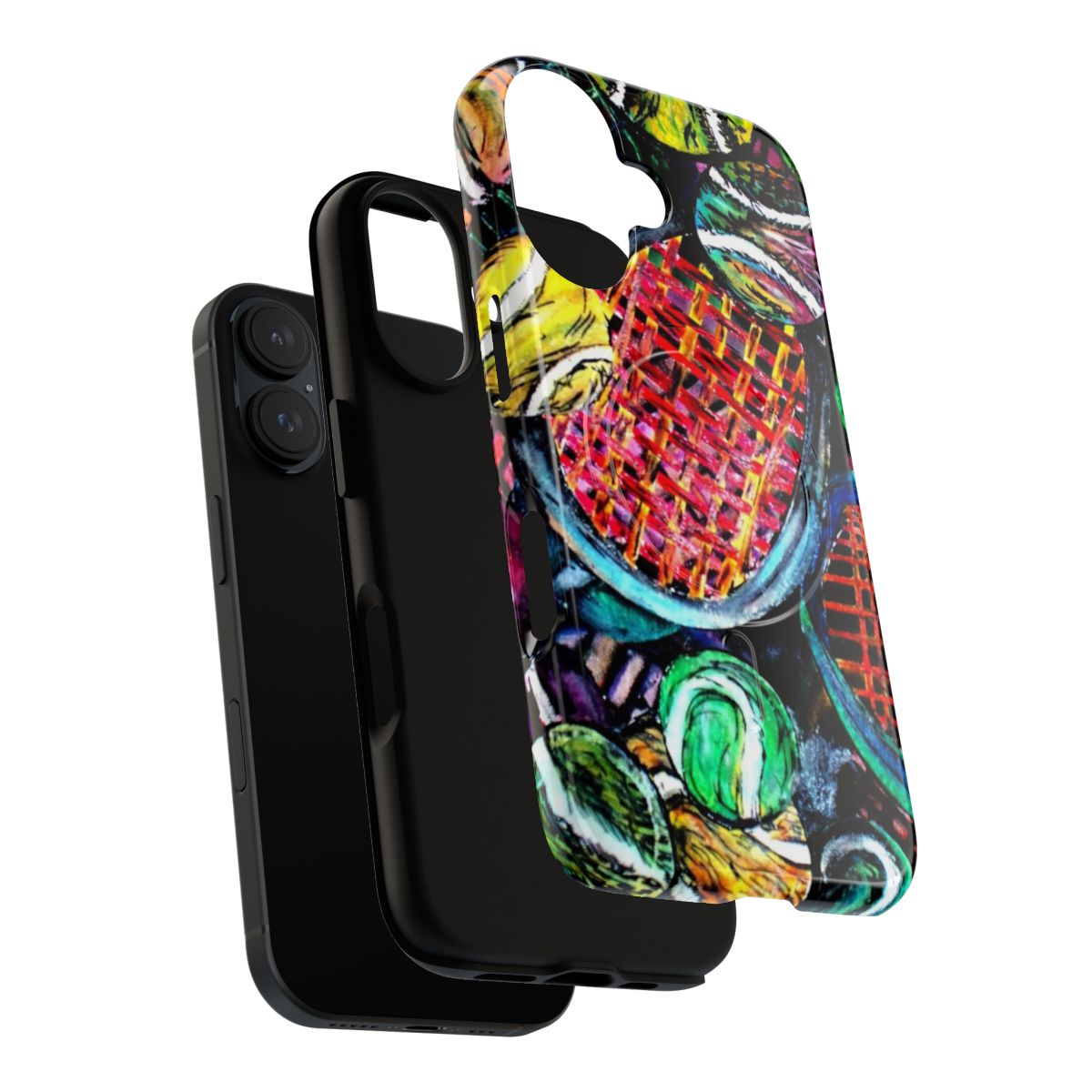 Vibrant and abstract tennis art design on a protective phone case - Layers