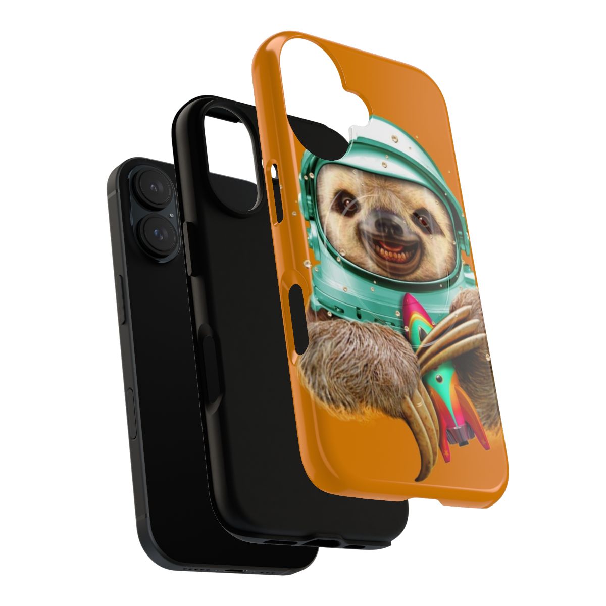 Magnetic phone case with a space sloth design - Layers