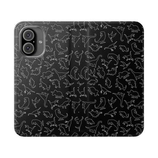 Dinosaur outline pattern phone case with a minimalist, white design.