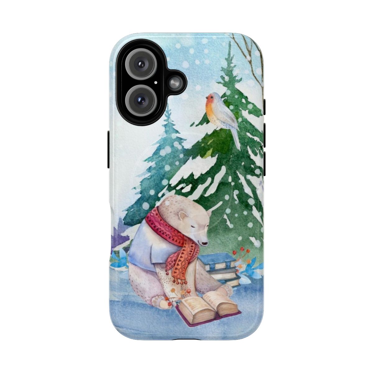 Cozy winter bear phone case with magnetic closure and tough protection