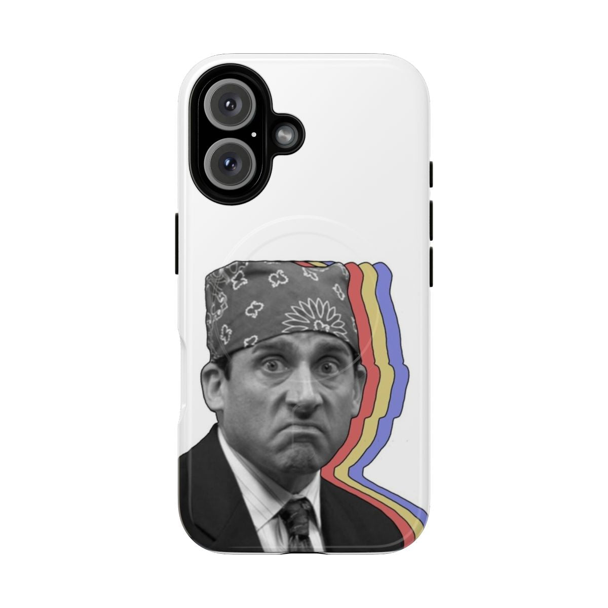 Layered magnetic tough phone case featuring a Prison Mike inspired design from the popular TV show The Office.