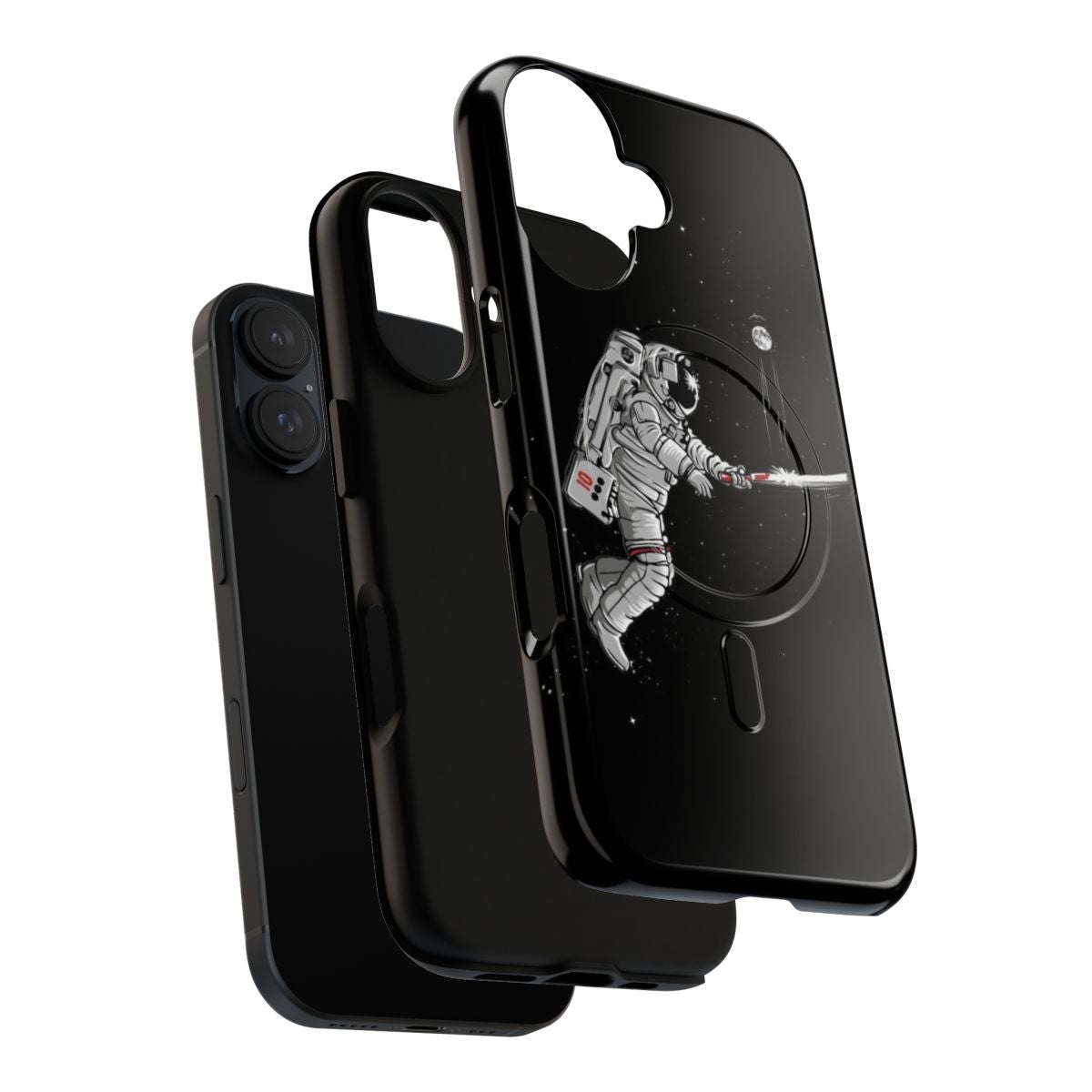 Magnetic protective phone case with a space cricket design - Layers