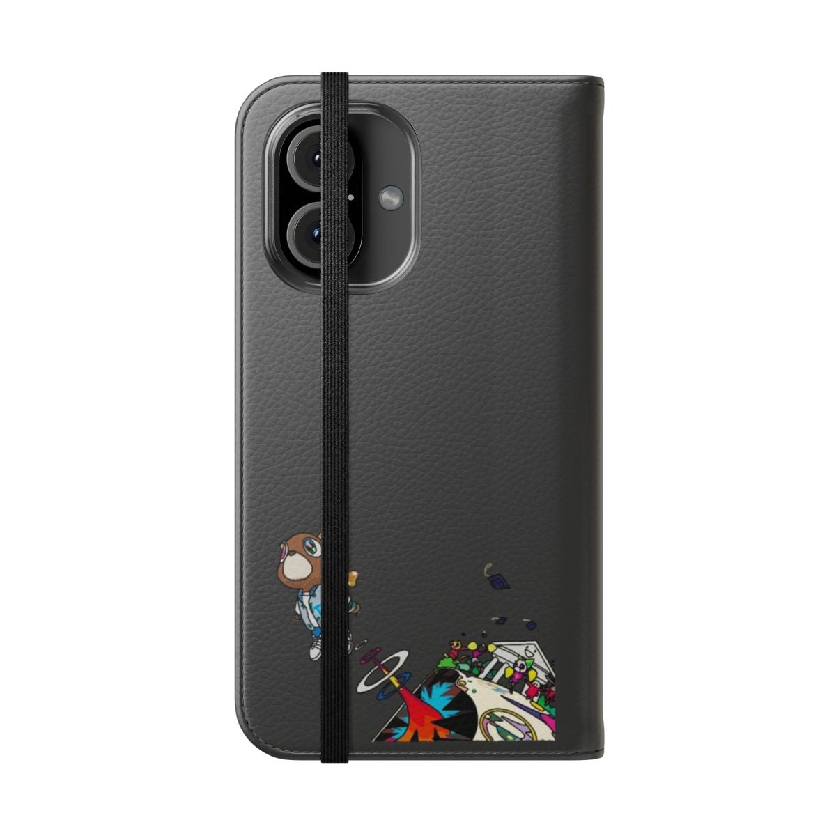 Kanye Graduation Bear Phone Case with Flip Cover Design - Folded Front