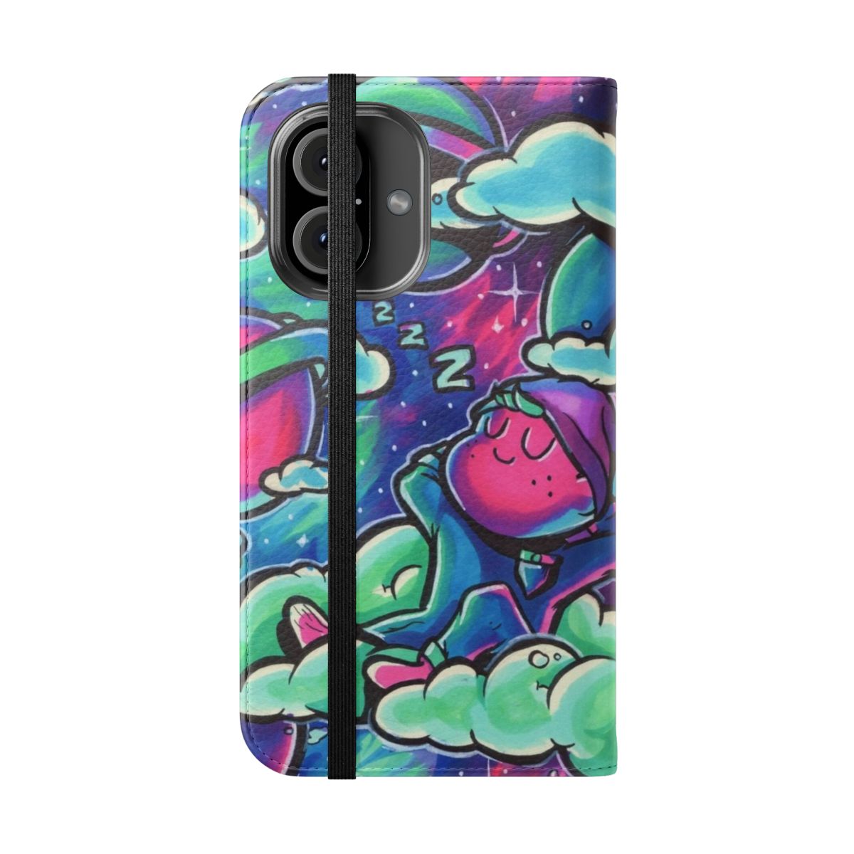 Cosmic Doodle Phone Case: Vibrant Copic marker artwork featuring a space-inspired doodle design. - Folded Front