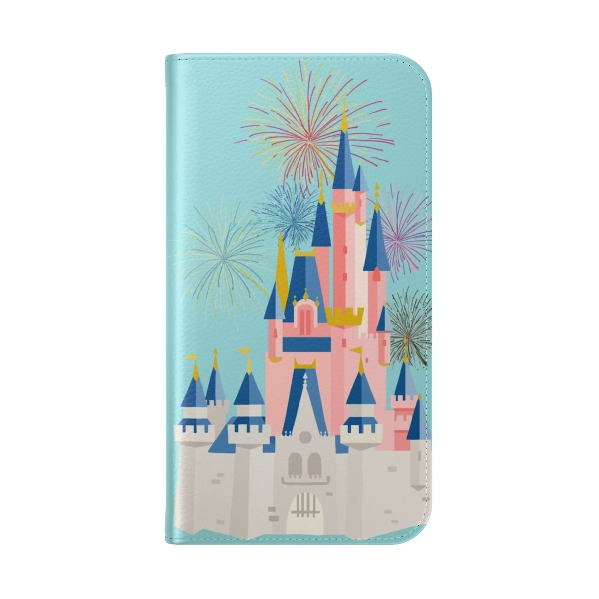 Whimsical fairy tale castle phone case with sparkly design - Folded Back