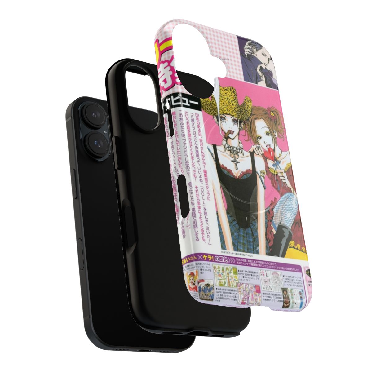 Nana and Hachi inspired magnetic tough phone case with strawberry glasses design - Layers