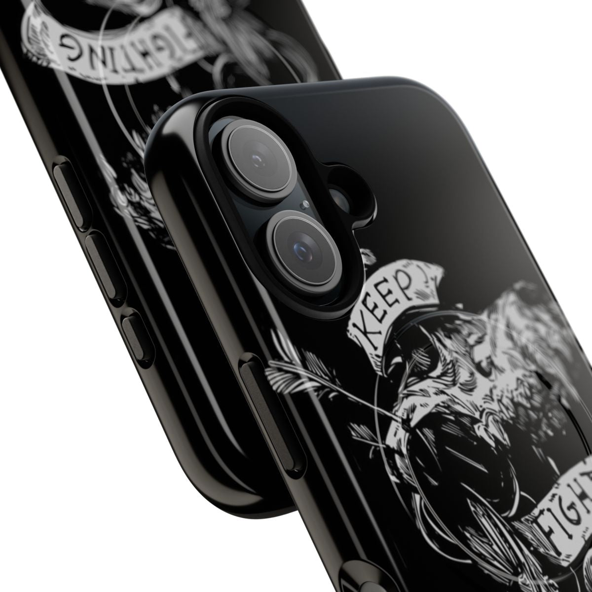 Tough magnetic phone case with skull tattoo ink design for mobile devices - Detail