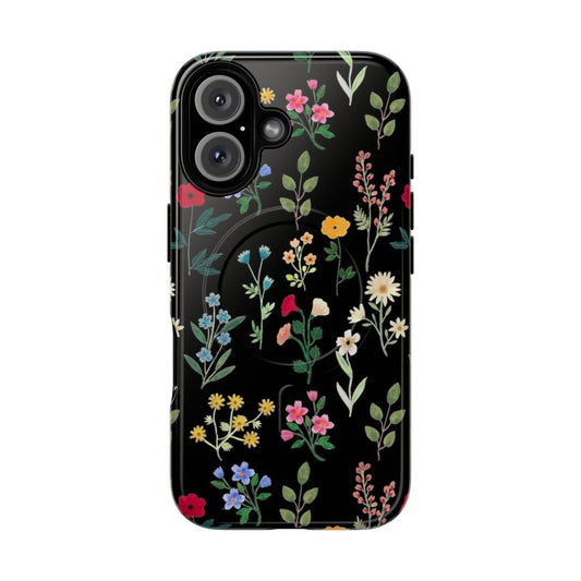 Vibrant botanical phone case with a colorful gouache floral pattern