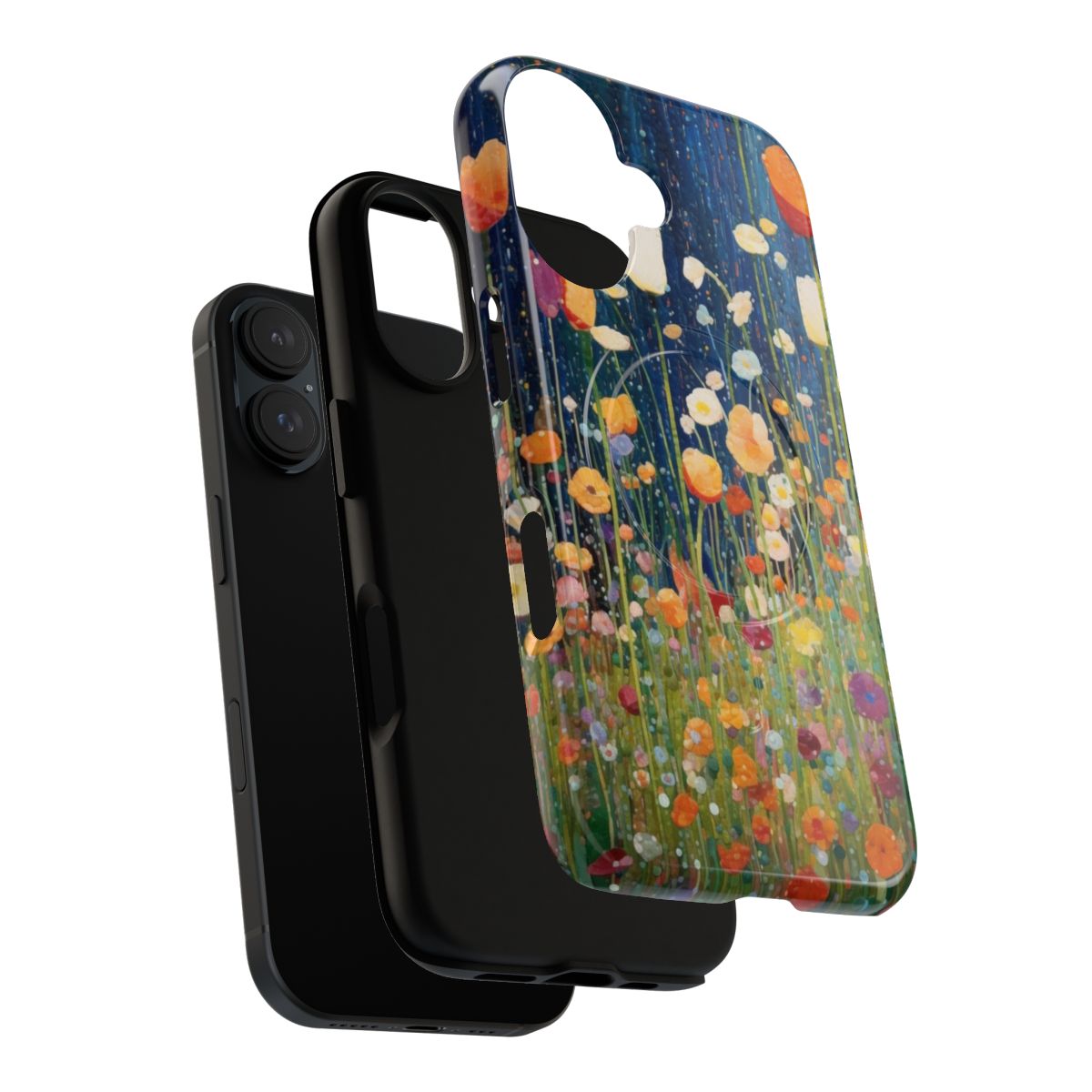 Artistic flower garden design on a durable, magnetic phone case - Layers