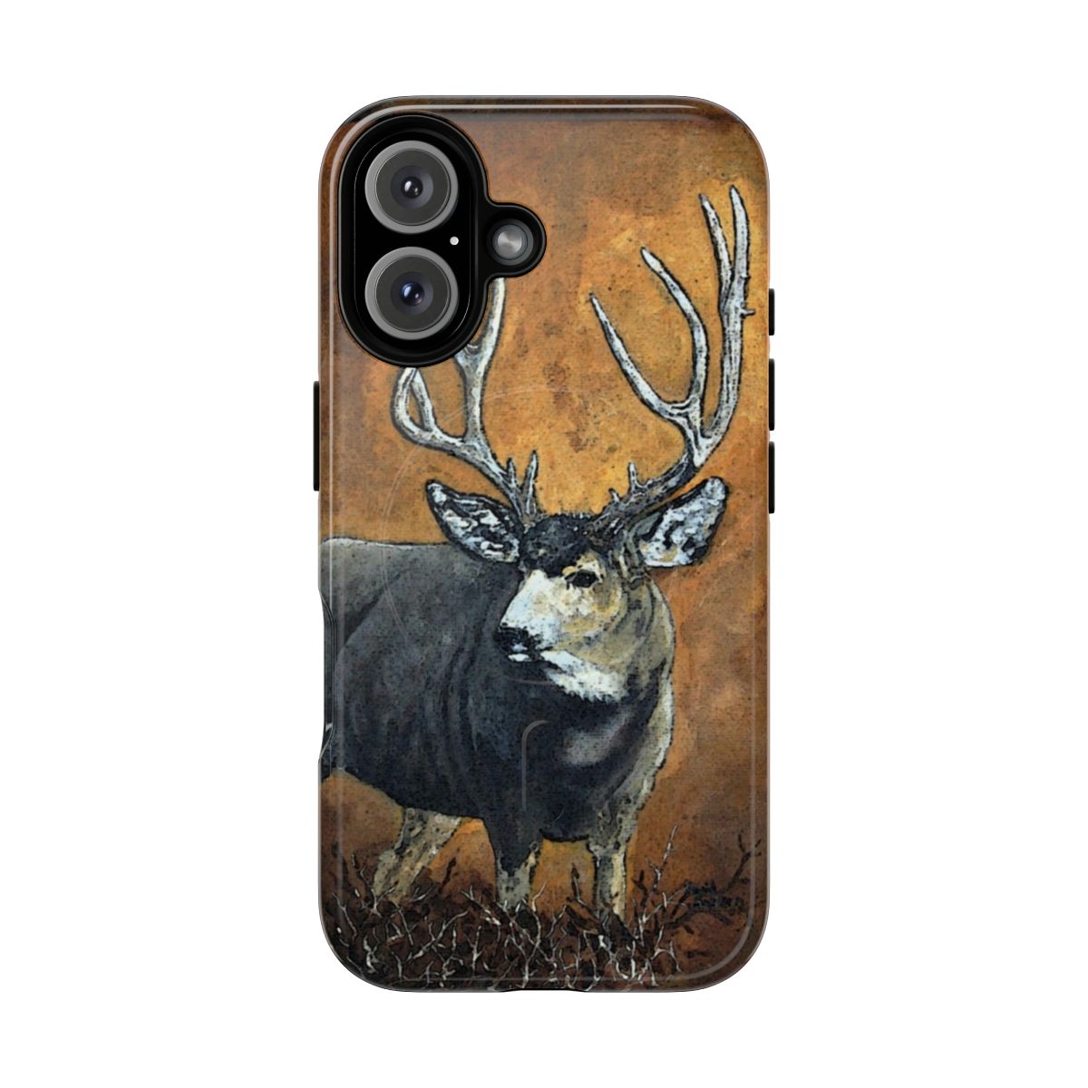 Mule deer oil painting on a magnetic phone case